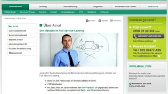 Arval, Screenshot, Homepage, Februar 2012