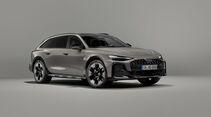 Audi A6 allroad in Dreiviertel-Frontansicht mit markantem Kühlergrill und großen Leichtmetallrädern.