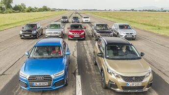 Audi Q3, BMW X1, Hyundai Tucson, Jeep Renegade, Mini Countryman, Nissan Qashqai, Peugeot 3008, Renault Kadjar, Seat Ateca, VW Tiguan