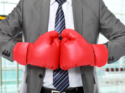Businessman, boxhandschuhe, berufsbild fuhrparkmanager
