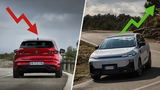 Collage mit Renault Clio und Leapmotor B10 im Herstellervergleich mit Pfeilen für Marktanteilsentwicklung