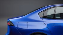 Detailaufnahme der hinteren Seitenpartie eines blauen BMW i3