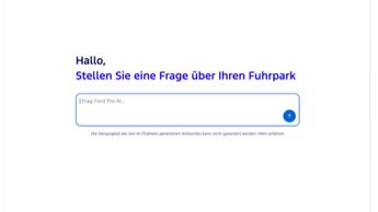 Eingabemaske von Ford Pro AI mit der Aufforderung, eine Frage zum Fuhrpark zu stellen.