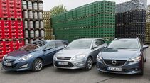 Ford Mondeo Turnier, Hyundai i40 und Mazda 6 Kombi
