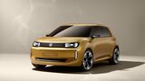 Gelber VW ID. EVERY1 als kompakte Elektroauto-Studie in Front-Seitenansicht vor neutralem Hintergrund.