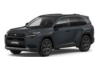 Grauer Suzuki Across Plug-in-Hybrid in schräger Frontansicht mit LED-Scheinwerfern, Suzuki-Logo und dunklen Leichtmetallrädern.
