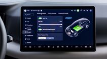 Infotainment-Display des BYD Atto 2 mit Energieverwaltungs-Menü und Batteriegrafik.