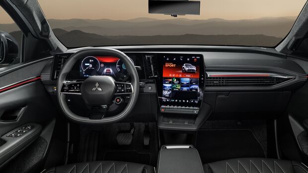Innenraum des Mitsubishi Eclipse Cross mit Cockpit und zentralem Display