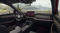 Innenraum des Skoda Kodiaq RS mit digitalem Cockpit und zentralem Infotainmentdisplay.