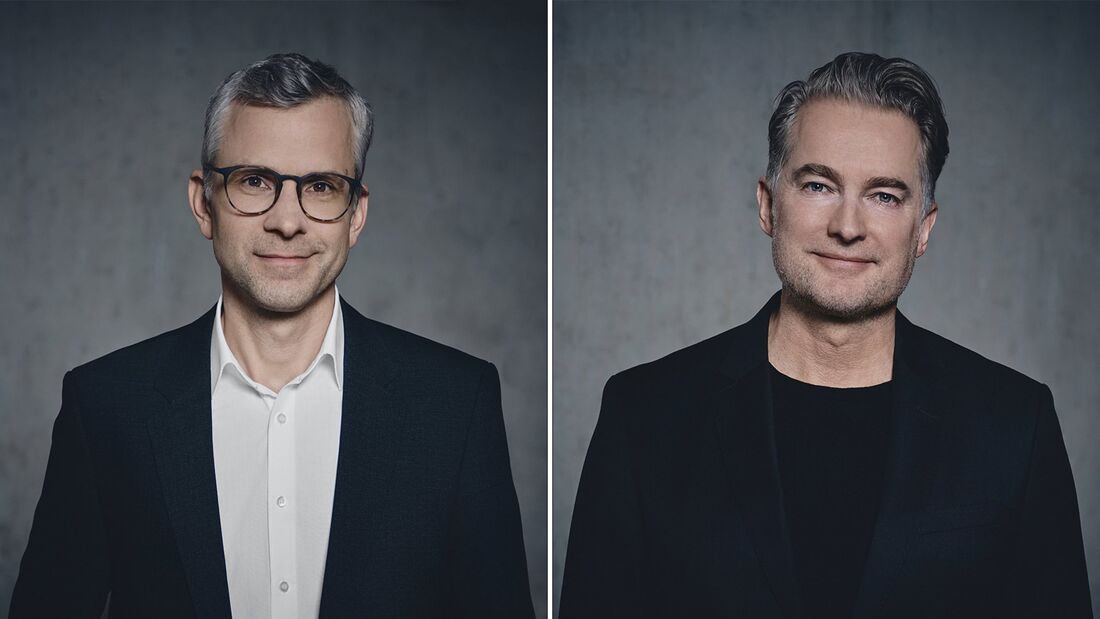 Jochen Breckner (l.), Mitglied des Porsche-Vorstandes, Finanzen und IT, Matthias Becker, Mitglied des Porsche-Vorstandes, Vertrieb und Marketing.