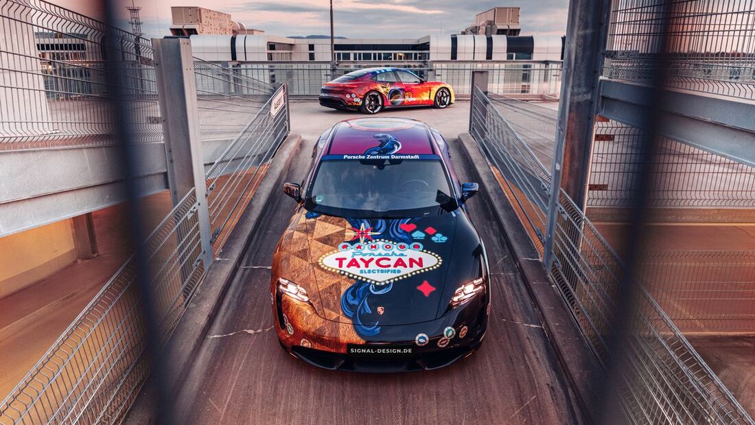 Porsche Taycan, Folierung, Beklebung, Car-Wrapping, Showcar, Signal Design