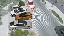 Radar sensoren parkassistent abstandstempomat adaptiv querverkehrswarner assistenzsystem, ausparken, parken