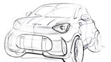 Skizze eines kompakten Smart Konzeptfahrzeugs mit markanter Frontpartie und großen Lufteinlässen