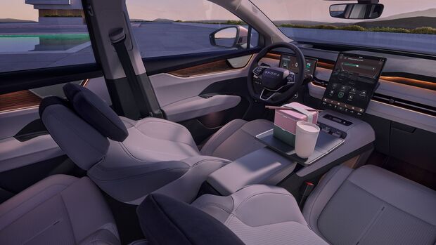 Skoda Peaq als großes Elektro-SUV mit Außenansichten, Innenraumdetails, Frunk, Kofferraum und digitalem Schlüssel