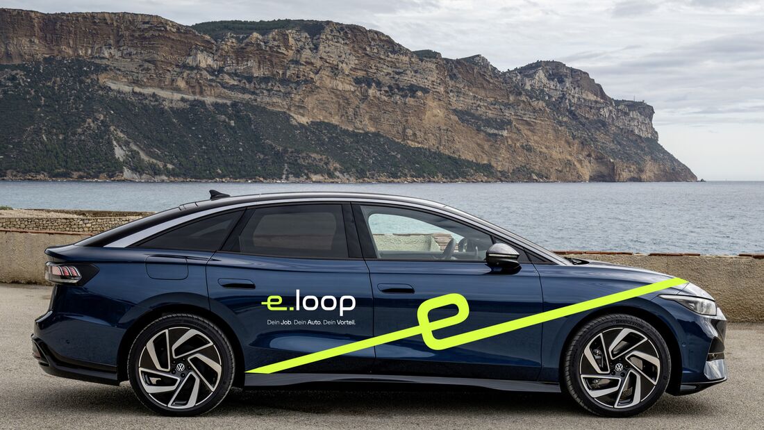 Volkswagen ID.7 mit e.loop-Branding als Beispiel für das Mobilitätsangebot von VGRD Fleet.