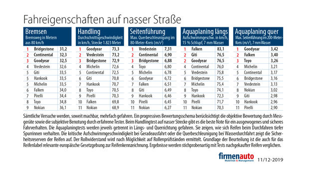 Winterreifen, Test, Ergebnisse, Nässe