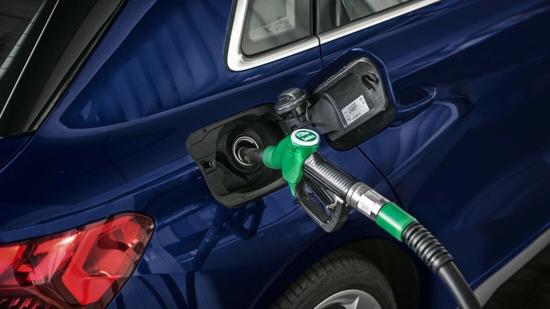 Zapfsaeule fuer Diesel R100 und XTL als Beispiel fuer alternative Kraftstoffe an einer Tankstelle