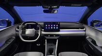 gesamtansicht des innenraums vom vw id polo mit dashboard display und mittelkonsole