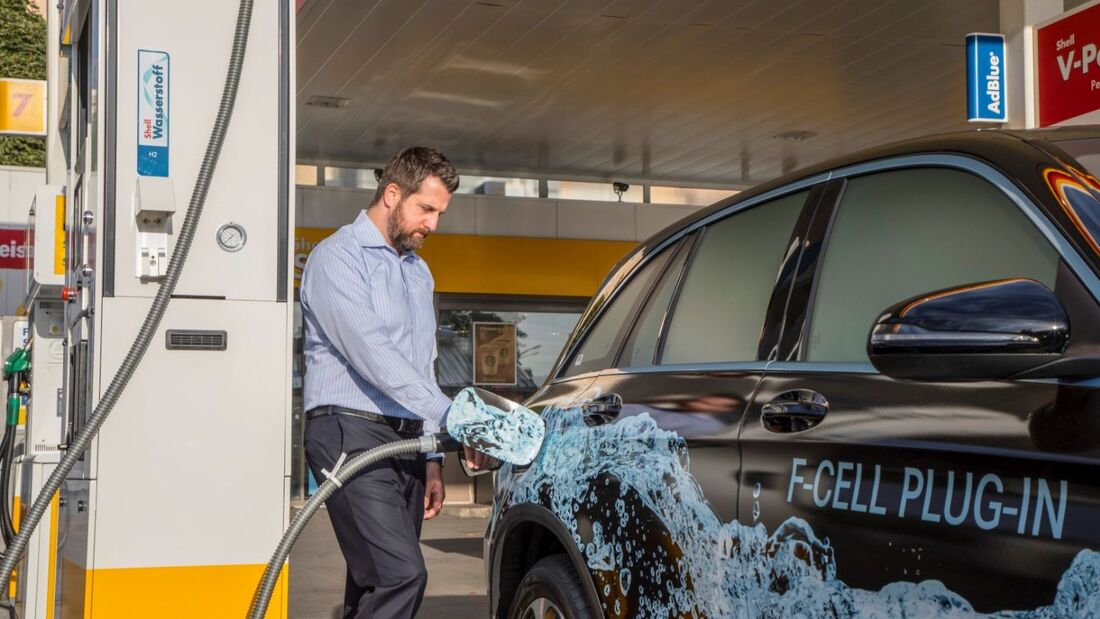tanken, brennstoffzellenauto, f-cell, fuel, cell, mercedes, glc, shell, tankstelle